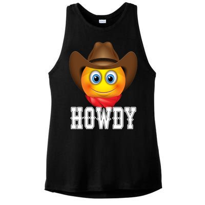 Cowboy Emoji HOWDY! Ladies PosiCharge Tri-Blend Wicking Tank