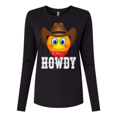 Cowboy Emoji HOWDY! Womens Cotton Relaxed Long Sleeve T-Shirt