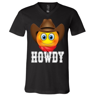 Cowboy Emoji HOWDY! V-Neck T-Shirt