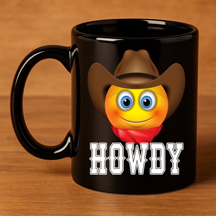Cowboy Emoji HOWDY! 11oz C Handle Ceramic Mug