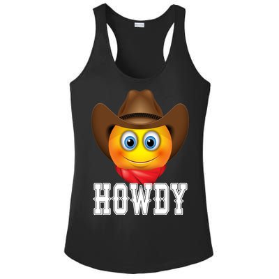 Cowboy Emoji HOWDY! Ladies PosiCharge Competitor Racerback Tank