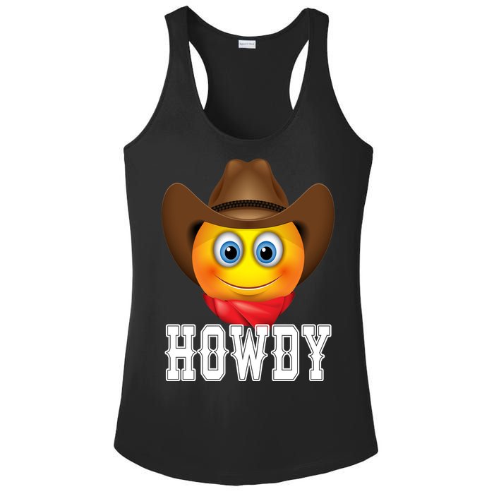 Cowboy Emoji HOWDY! Ladies PosiCharge Competitor Racerback Tank