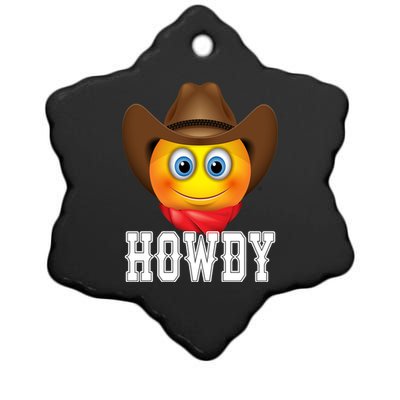 Cowboy Emoji HOWDY! Ceramic Star Ornament