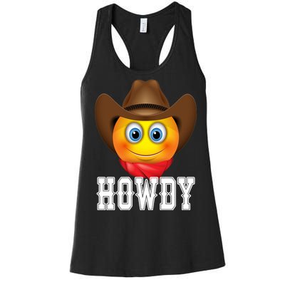 Cowboy Emoji HOWDY! Women's Racerback Tank