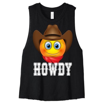 Cowboy Emoji HOWDY! Women's Racerback Cropped Tank