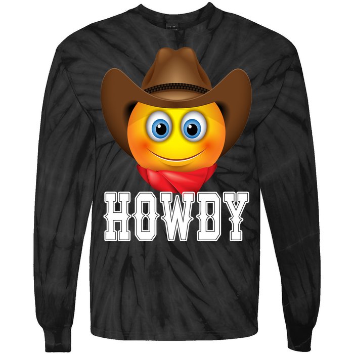 Cowboy Emoji HOWDY! Tie-Dye Long Sleeve Shirt