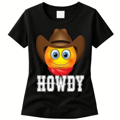 Cowboy Emoji HOWDY! Womens T-Shirt
