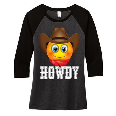 Cowboy Emoji HOWDY! Women's Tri-Blend 3/4-Sleeve Raglan Shirt