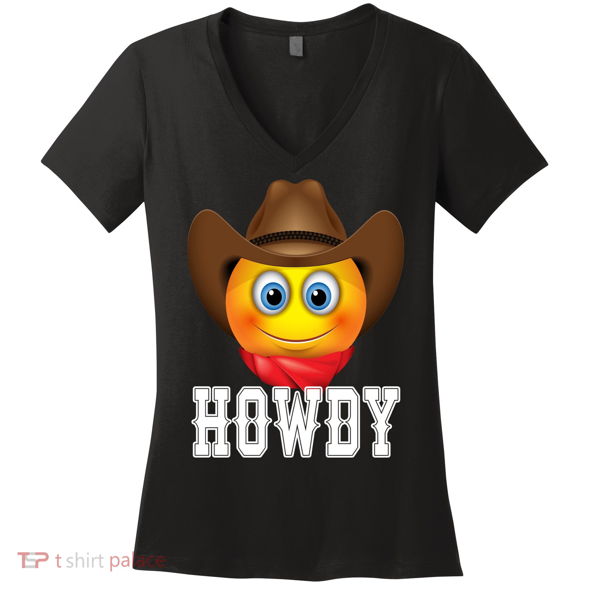 Cowboy Emoji HOWDY! Women's V-Neck T-Shirt