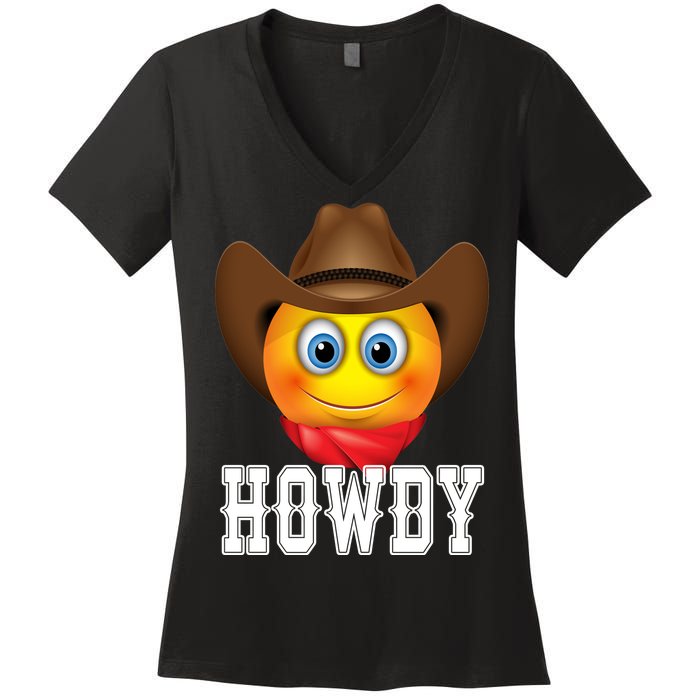 Cowboy Emoji HOWDY! Women's V-Neck T-Shirt