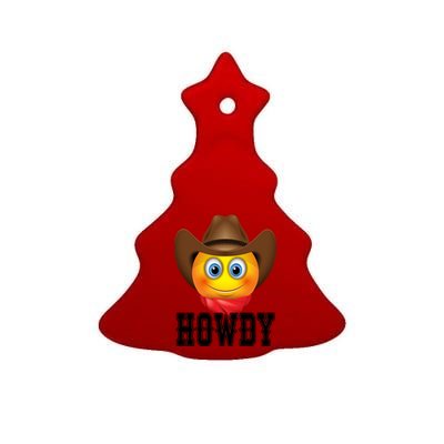 Cowboy Emoji HOWDY! Ceramic Tree Ornament