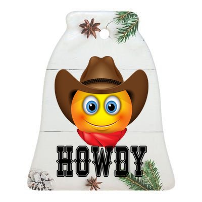 Cowboy Emoji HOWDY! Ceramic Bell Ornament