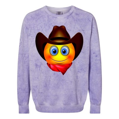 Cowboy Emoji Smiley Colorblast Crewneck Sweatshirt