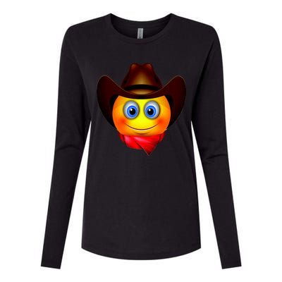 Cowboy Emoji Smiley Womens Cotton Relaxed Long Sleeve T-Shirt