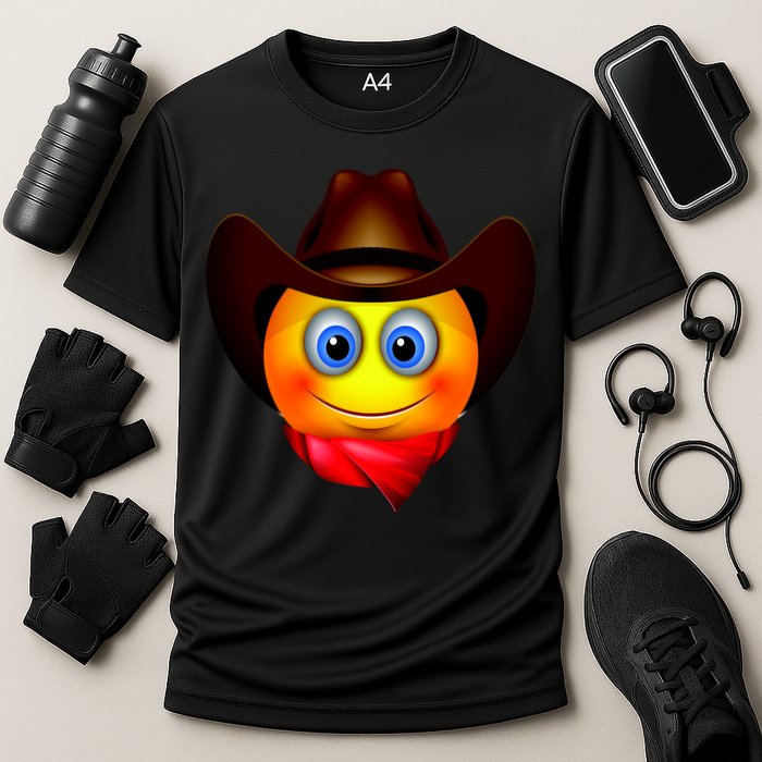 Cowboy Emoji Smiley Cooling Performance Crew T-Shirt