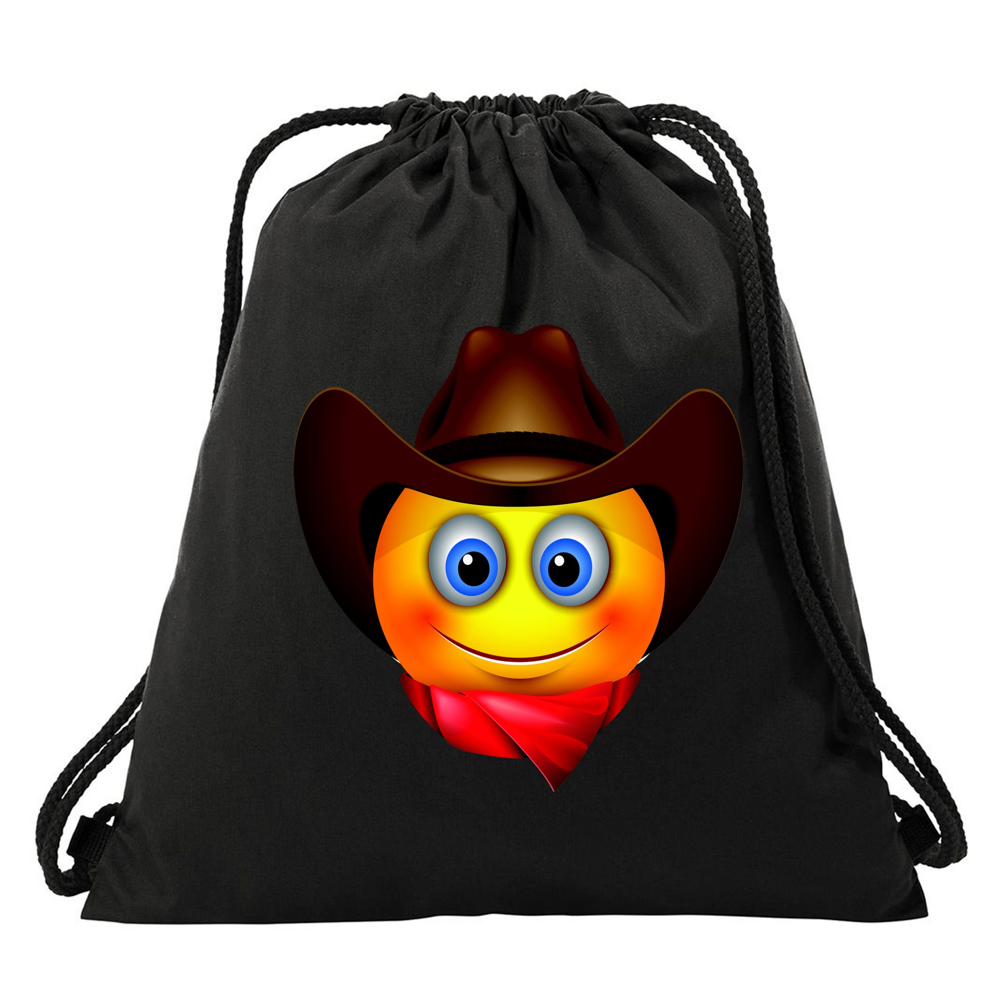 Cowboy Emoji Smiley Drawstring Bag