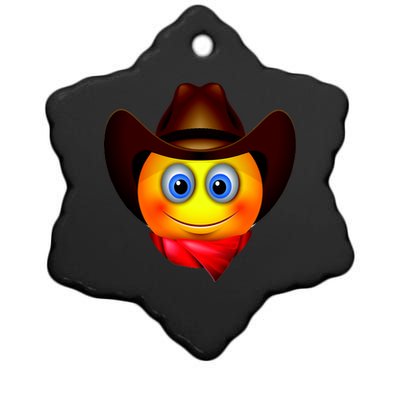 Cowboy Emoji Smiley Ceramic Star Ornament