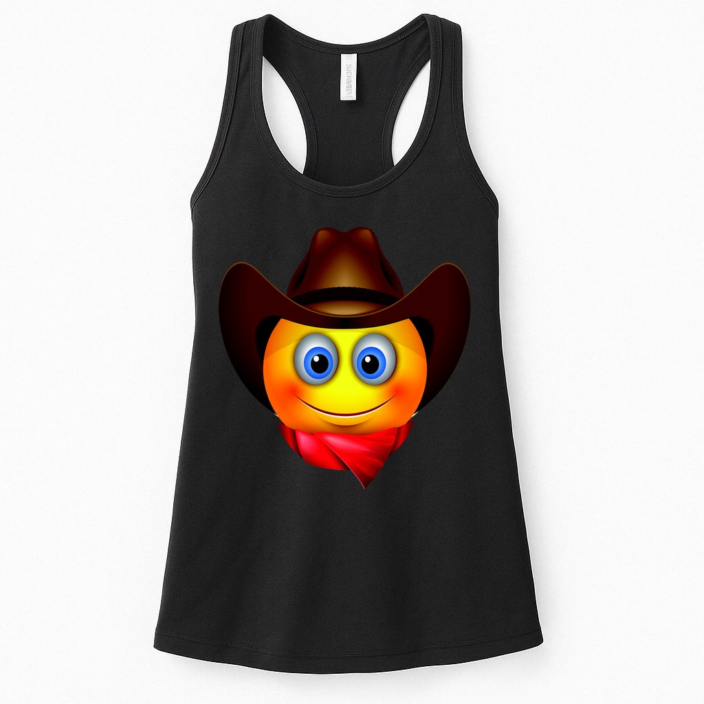 Cowboy Emoji Smiley Womens Tank Top