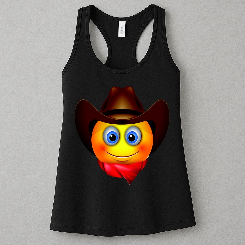 Cowboy Emoji Smiley Womens Tank Top