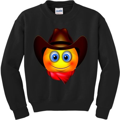Cowboy Emoji Smiley Kids Sweatshirt