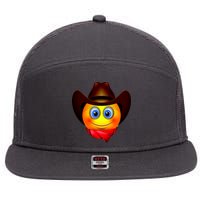 Cowboy Emoji Smiley 7 Panel Mesh Trucker Snapback Hat
