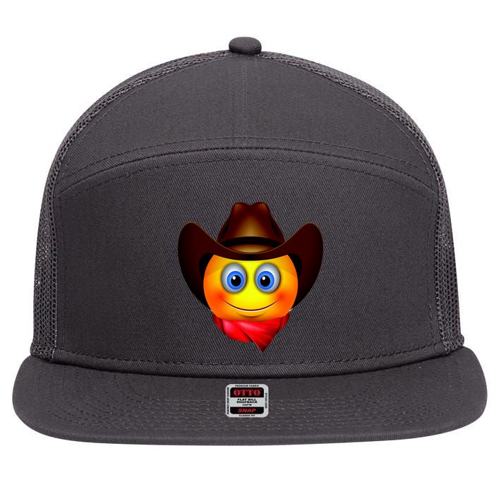 Cowboy Emoji Smiley 7 Panel Mesh Trucker Snapback Hat