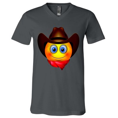 Cowboy Emoji Smiley V-Neck T-Shirt