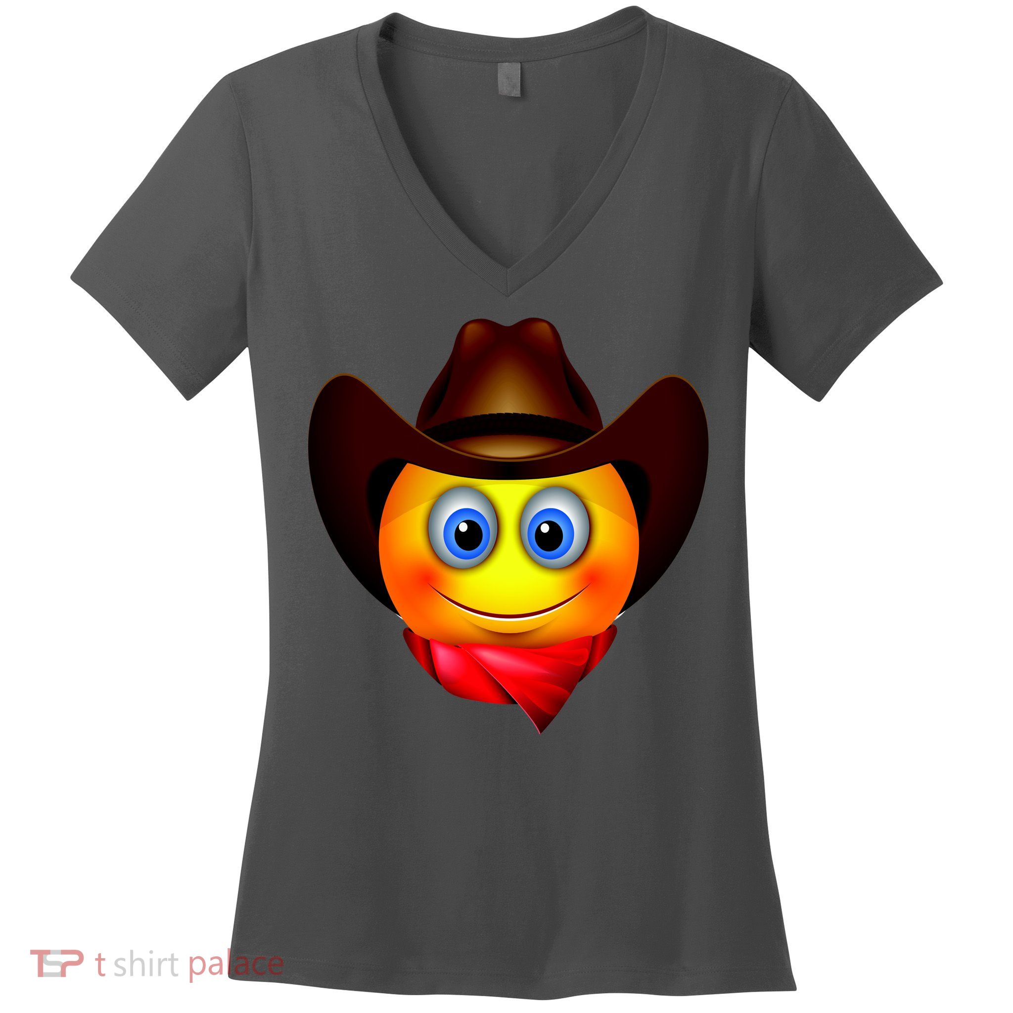 Cowboy Emoji Smiley Women's V-Neck T-Shirt