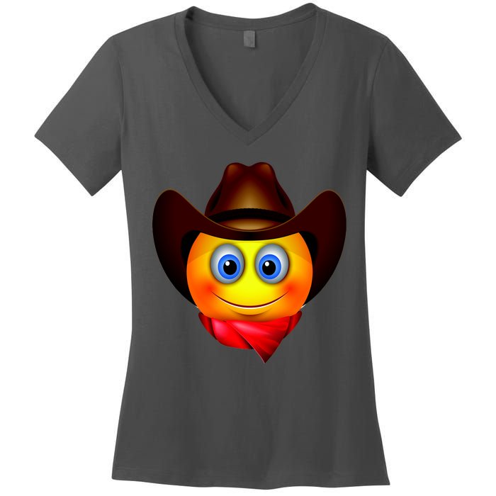 Cowboy Emoji Smiley Women's V-Neck T-Shirt