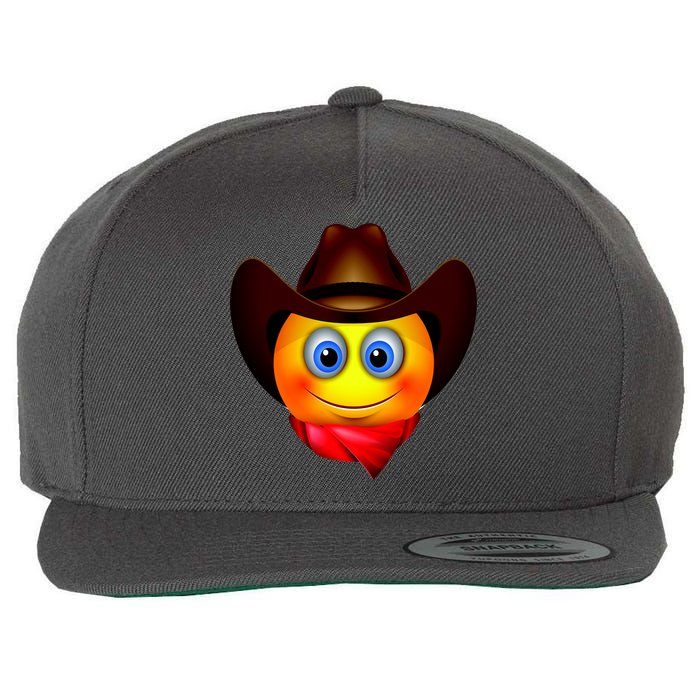 Cowboy Emoji Smiley Wool Snapback Cap