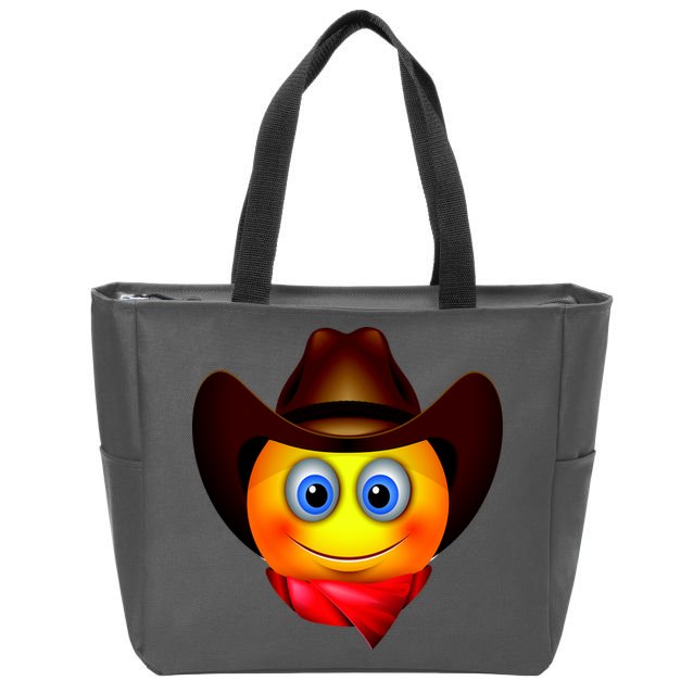 Cowboy Emoji Smiley Zip Tote Bag