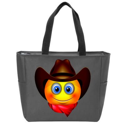 Cowboy Emoji Smiley Zip Tote Bag