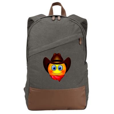 Cowboy Emoji Smiley Cotton Canvas Backpack