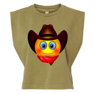 Cowboy Emoji Smiley Garment-Dyed Women's Muscle Tee