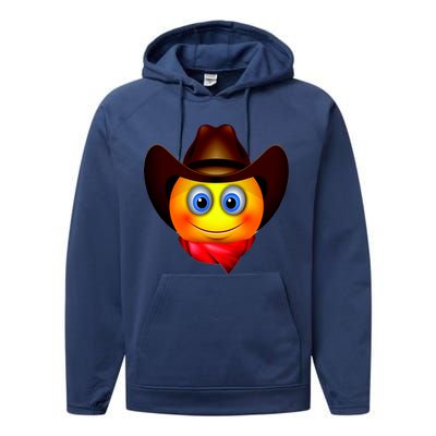 Cowboy Emoji Smiley Performance Fleece Hoodie