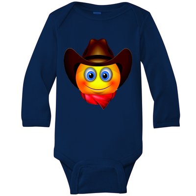 Cowboy Emoji Smiley Baby Long Sleeve Bodysuit