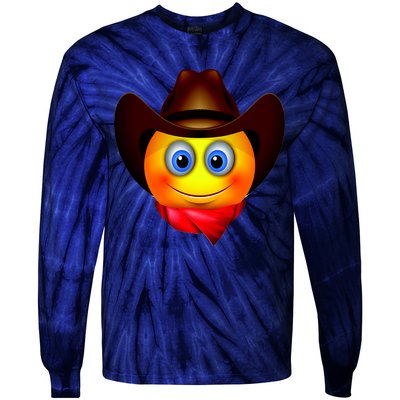 Cowboy Emoji Smiley Tie-Dye Long Sleeve Shirt