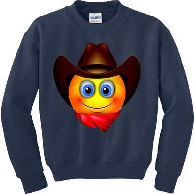 Cowboy Emoji Smiley Kids Sweatshirt