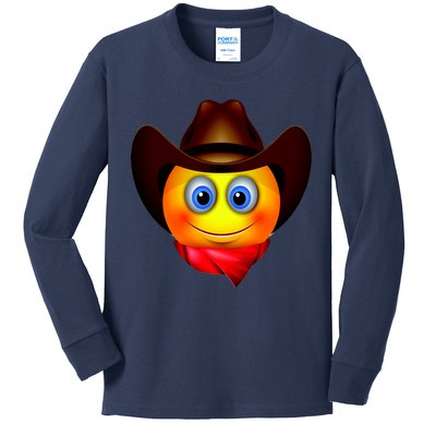 Cowboy Emoji Smiley Kids Long Sleeve Shirt