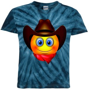 Cowboy Emoji Smiley Kids Tie-Dye T-Shirt