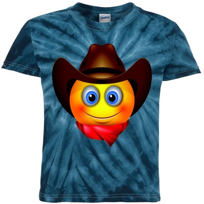 Cowboy Emoji Smiley Kids Tie-Dye T-Shirt