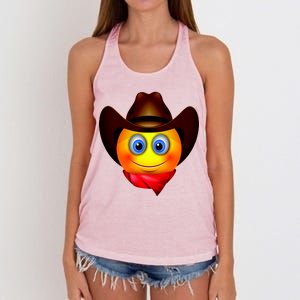 Cowboy Emoji Smiley Women's Knotted Racerback Tank