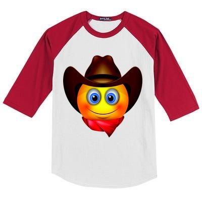 Cowboy Emoji Smiley Kids Colorblock Raglan Jersey