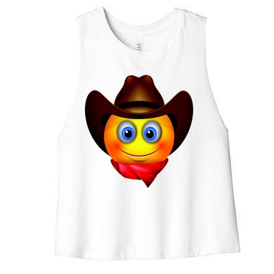 Cowboy Emoji Smiley Women's Racerback Cropped Tank