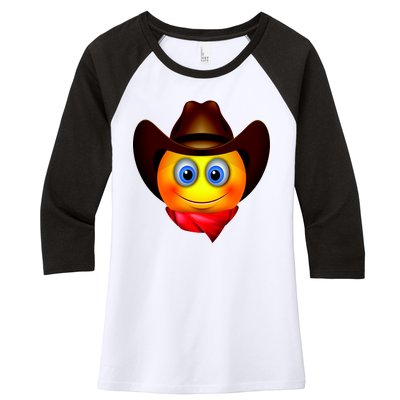 Cowboy Emoji Smiley Women's Tri-Blend 3/4-Sleeve Raglan Shirt