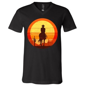 Cowboy Gamer Sunset V-Neck T-Shirt