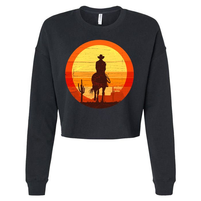 Cowboy Gamer Sunset Cropped Pullover Crew