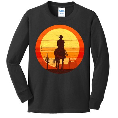 Cowboy Gamer Sunset Kids Long Sleeve Shirt