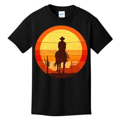 Cowboy Gamer Sunset Kids T-Shirt