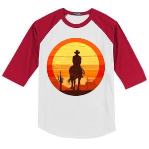 Cowboy Gamer Sunset Kids Colorblock Raglan Jersey